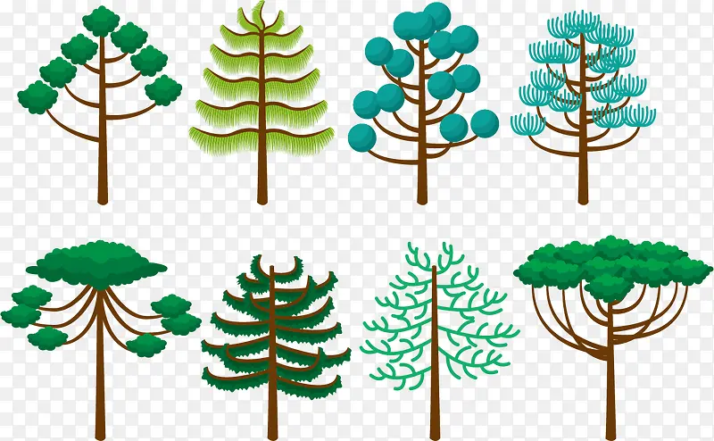 矢量图八种树木