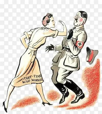 插画二战女子朝希特勒扇耳光