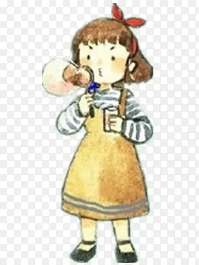 吹泡泡的小女孩