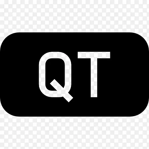 QT文件类型的黑色圆角矩形界面符号图标