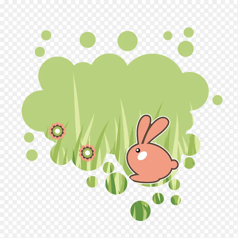 矢量绿色卡通小兔子背景装饰
