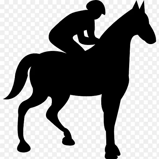 马与骑师的黑色剪影图标