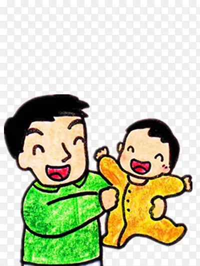 爸爸抱着孩子