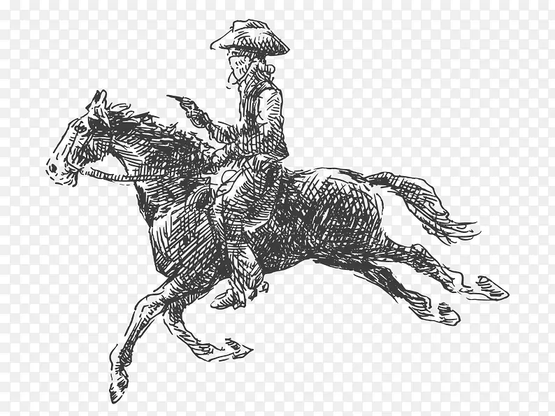 手绘骑马的骑士
