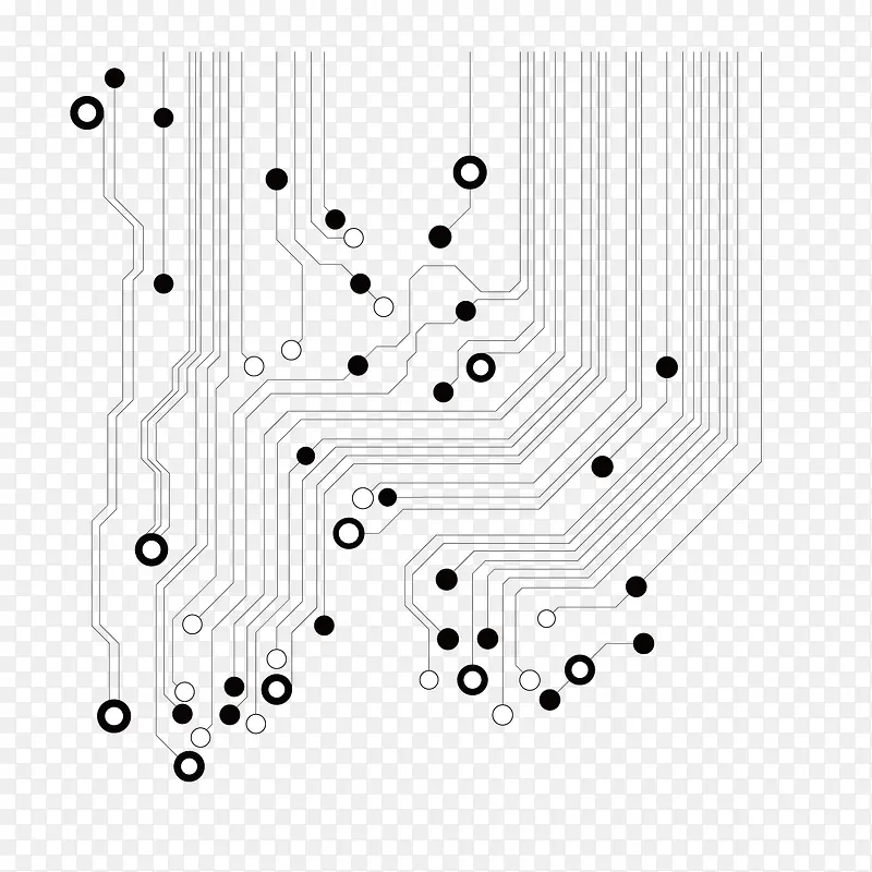 矢量黑色线条节点电流线路