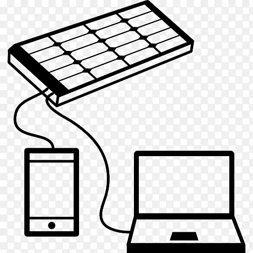 手机和笔记本电脑充电的太阳能电池板图标