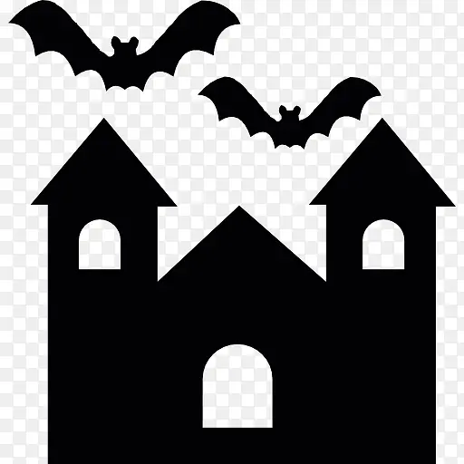 万圣节迷住了令人毛骨悚然的豪宅与蝙蝠图标
