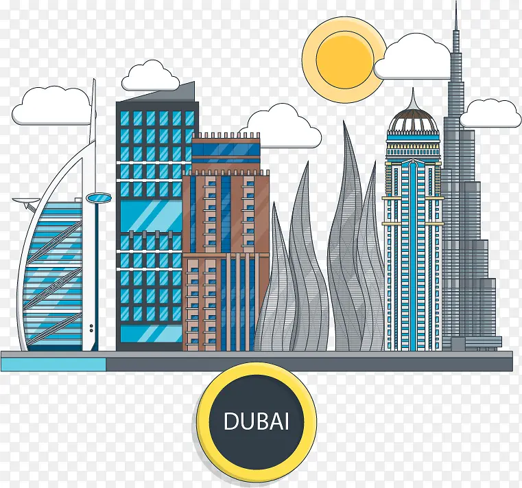 迪拜城市建设矢量