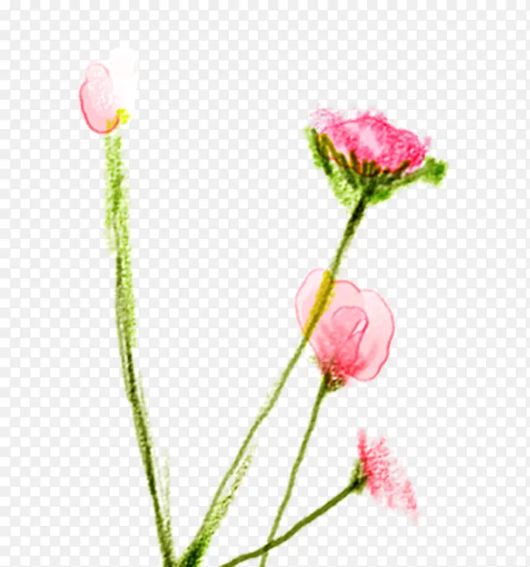 粉色蜡笔花朵装饰图案