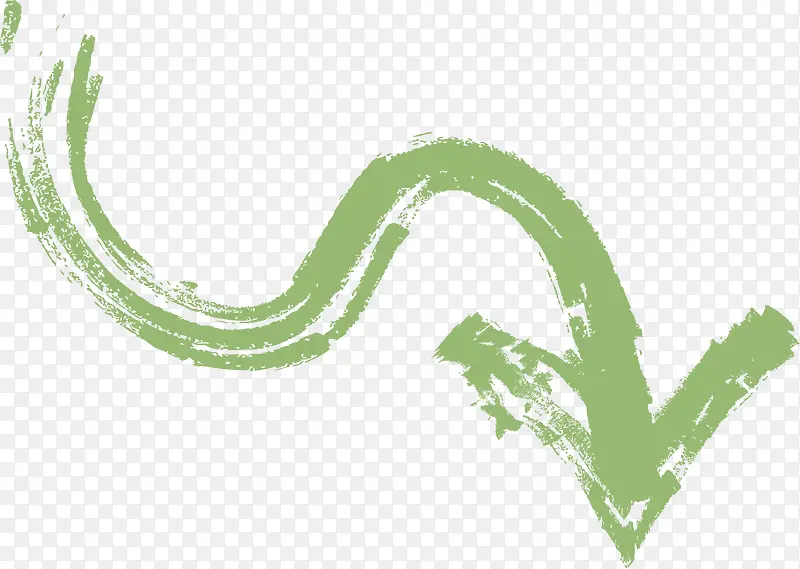 绿色笔刷曲折箭头