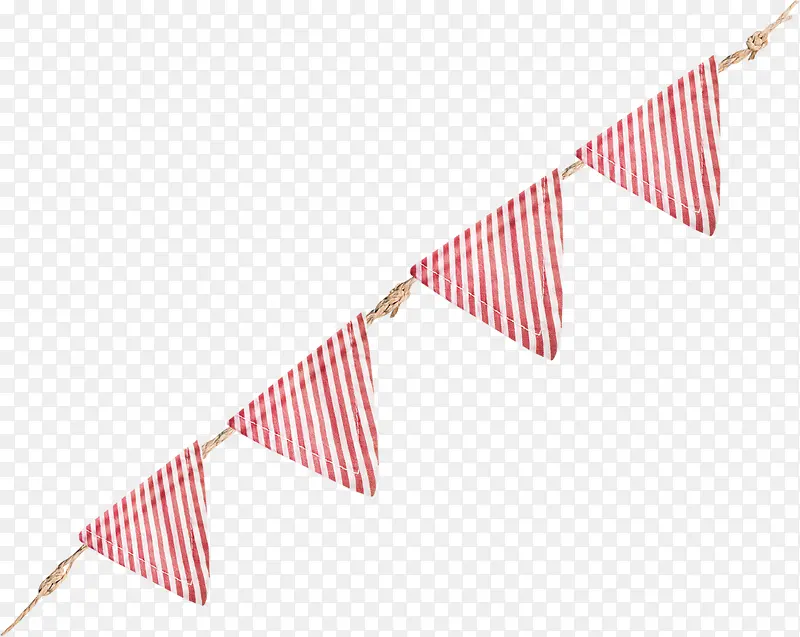 绳子上挂着四个红白三角旗