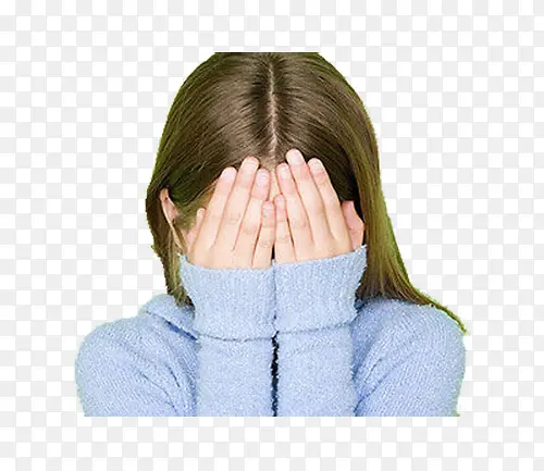 捂着脸生气难过的女生