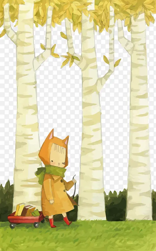 矢量森林里的狐狸女孩