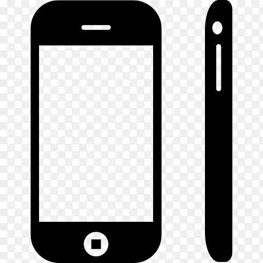 手机的圆润造型从侧面和前面的观点图标