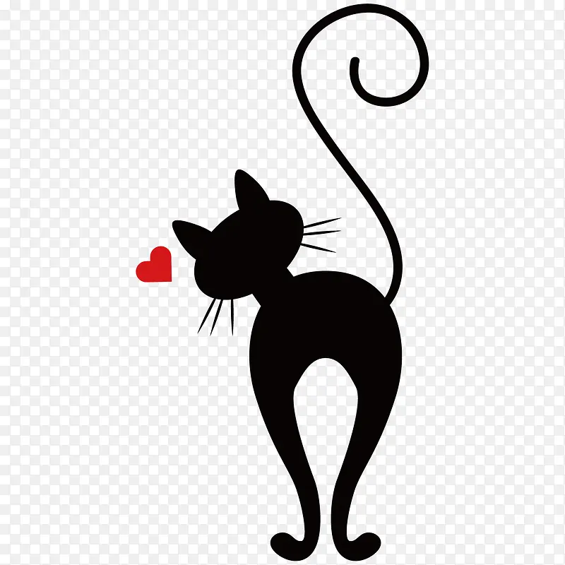 黑色的猫咪和爱心