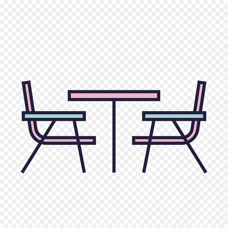 彩色线稿桌椅图标