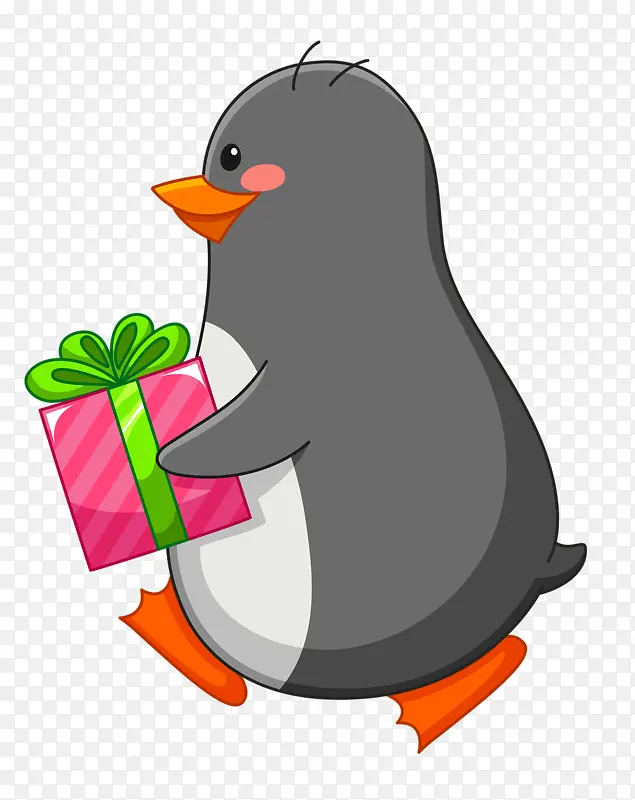 抱着礼物的小企鹅