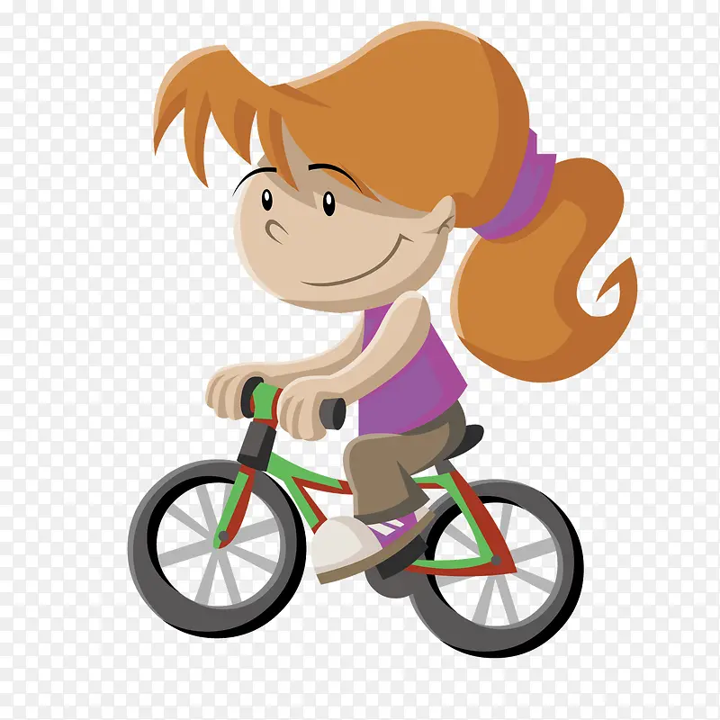 矢量卡通骑自行车的女生