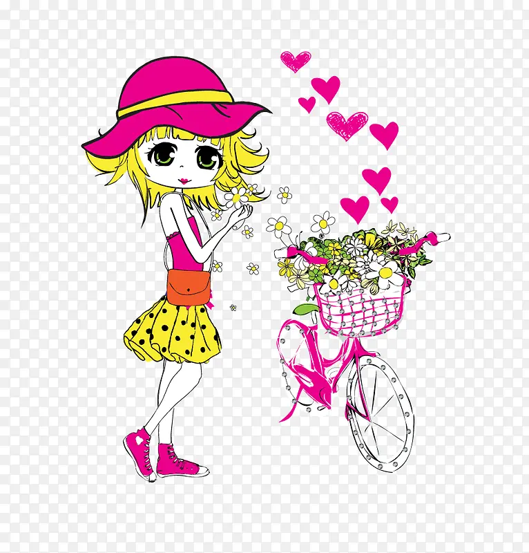 女生和自行车
