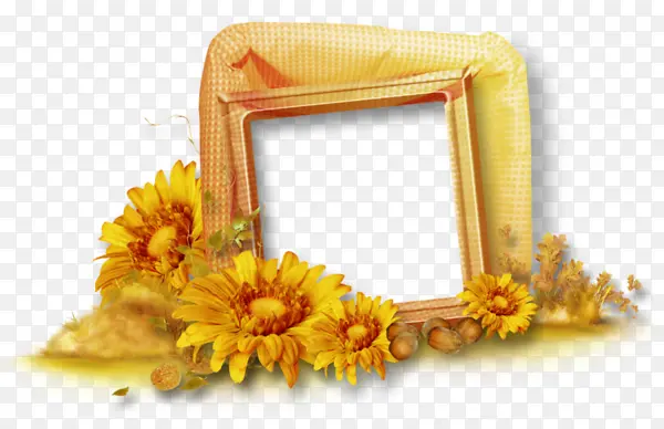 黄色花装饰相框