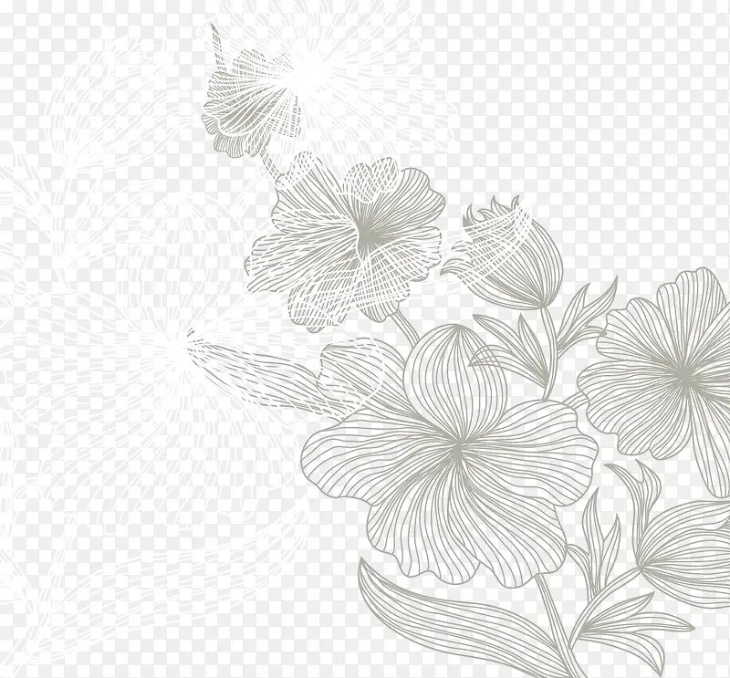 线描植物叶子纹理背景