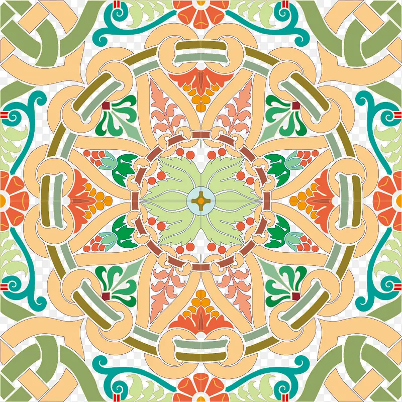 复古花纹矢量印染素材