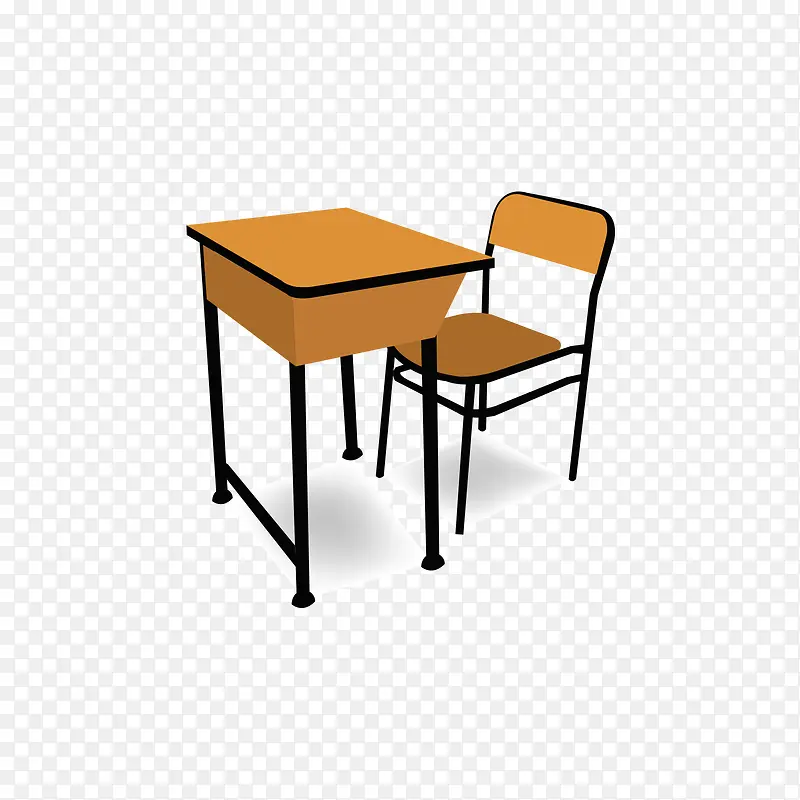 黄色的课桌和椅子
