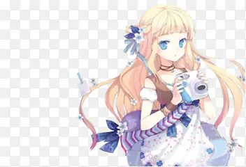卡通立绘拿着照相机女孩