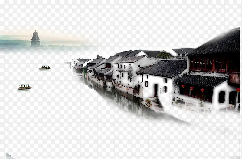 水墨古村PNG图片素材下载_图片编号9011859-PNG素材网