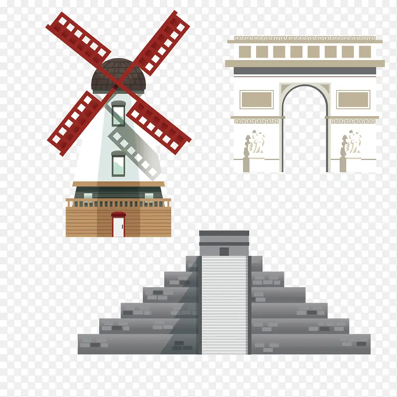 国外有名的建筑物组合PNG图片素材下载_图片编号9012428-PNG素材网