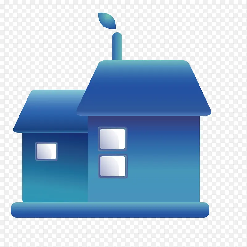 卡通 蓝色小房子 楼房 扁平房