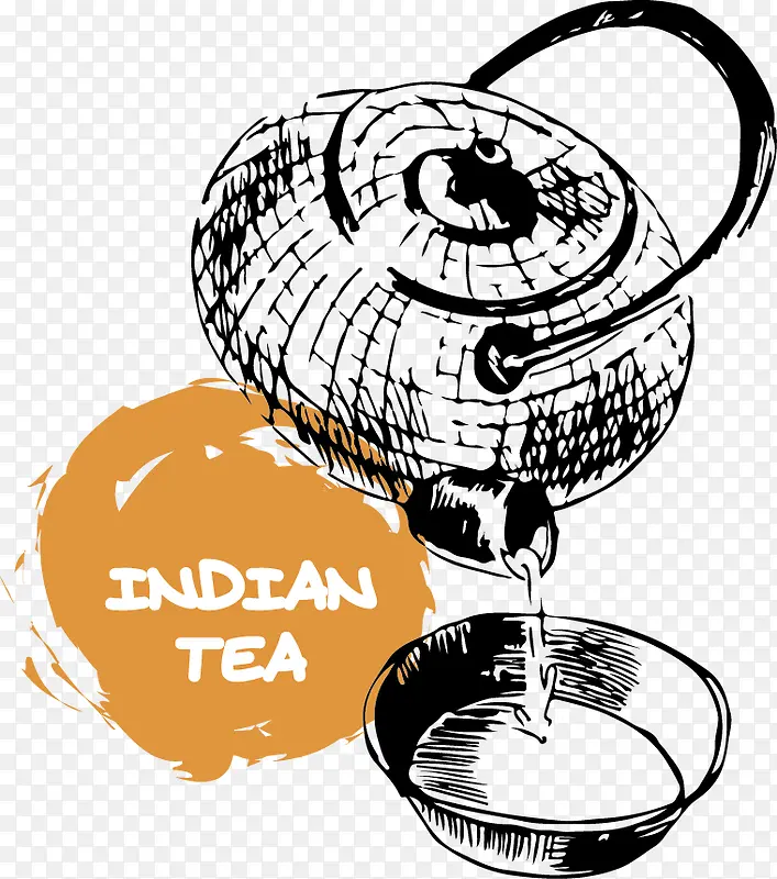 矢量手绘印度茶