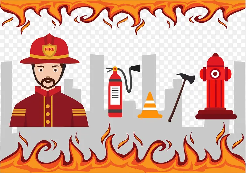 消防人类工具元素信息图