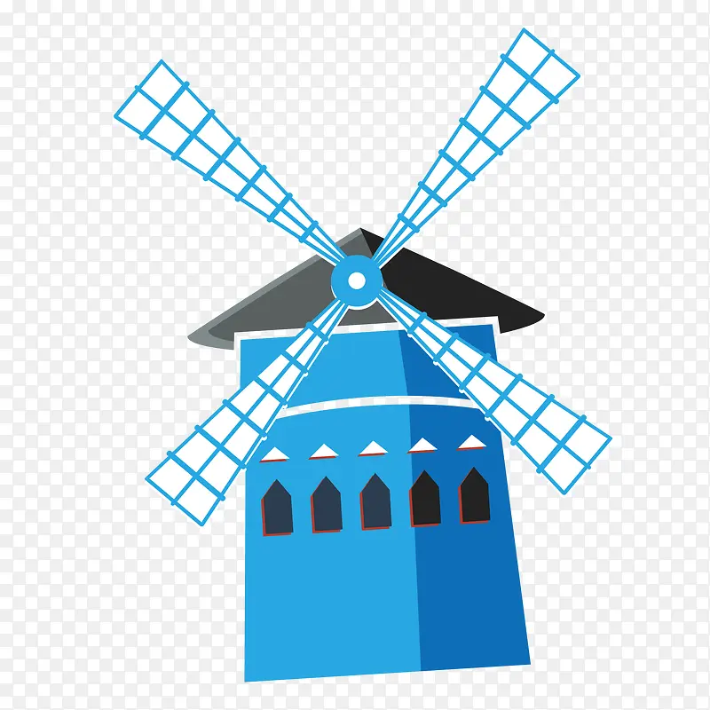 蓝色的荷兰大风车