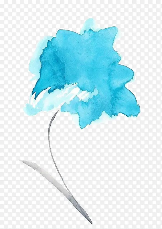 手绘水蓝水彩花