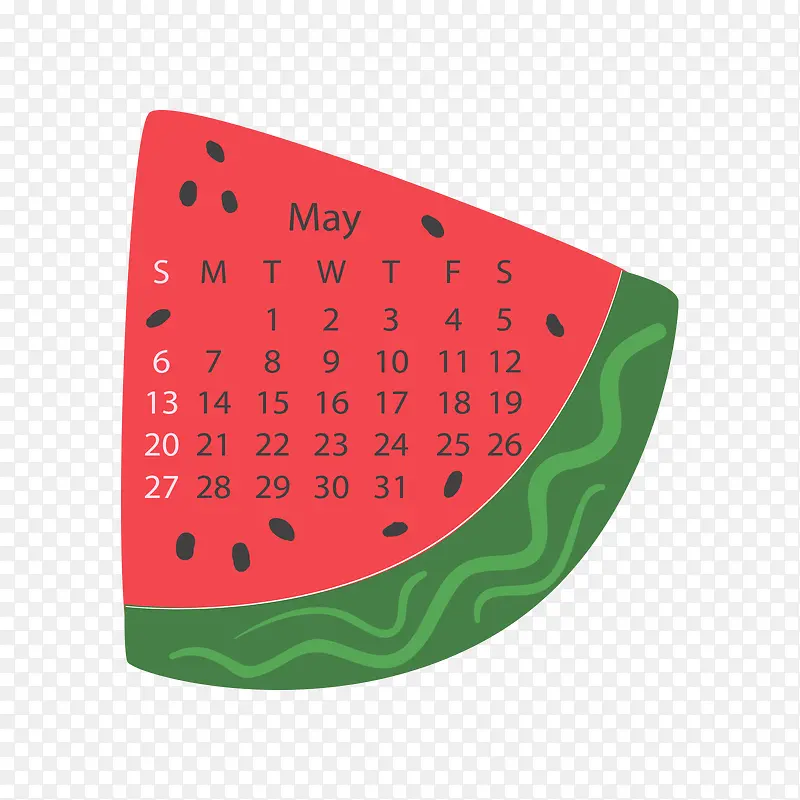 红绿色2018年5月西瓜水果日历