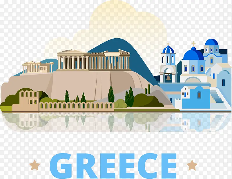 矢量希腊旅游