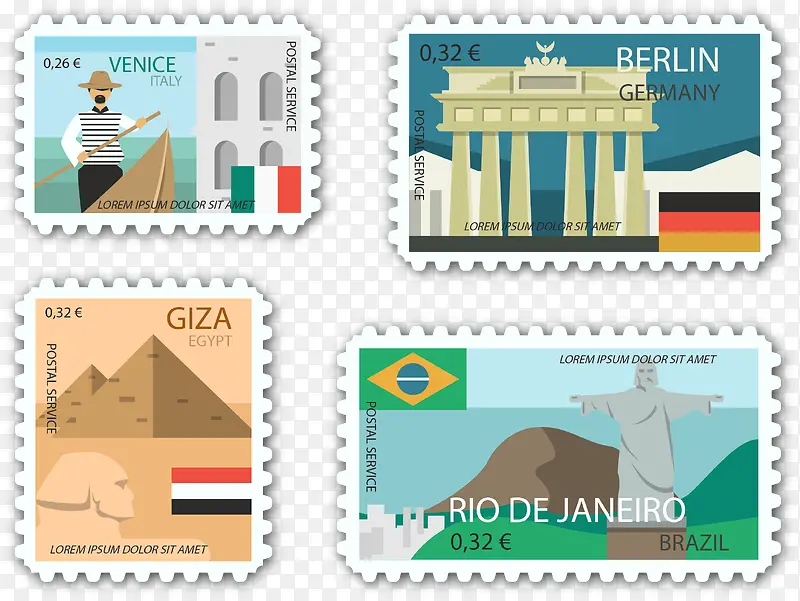 彩色旅游纪念邮票