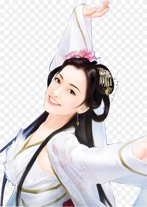 跳舞的白衣没人手绘古风