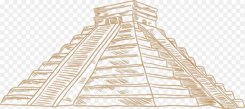 黄色线条玛雅金字塔