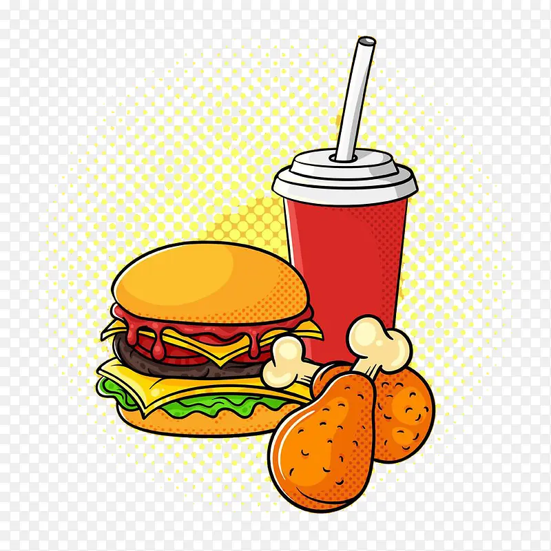 卡通汉堡饮料