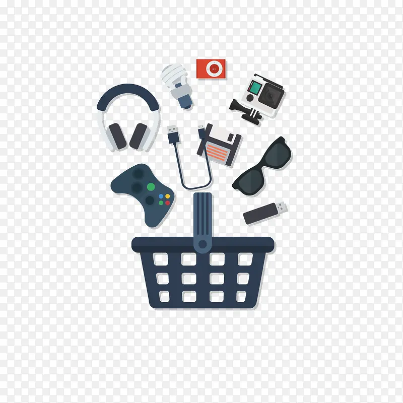 电子产品与购物车矢量图