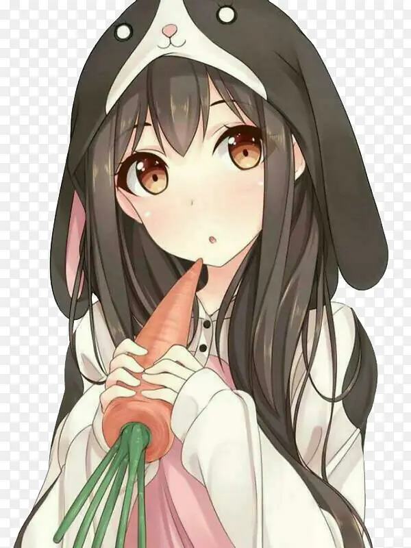 吃萝卜的小女孩