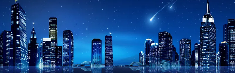 大气现代都市夜景淘宝海报背景