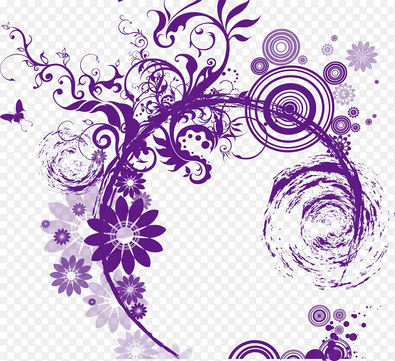 紫色花草纹理矢量图
