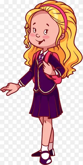 卡通女学生矢量素材