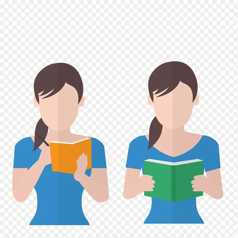 做笔记读书的女学生