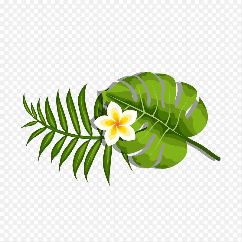 夏季手绘叶子植物