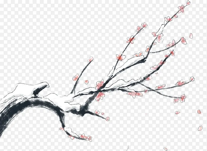 手绘中国风装饰梅花素材