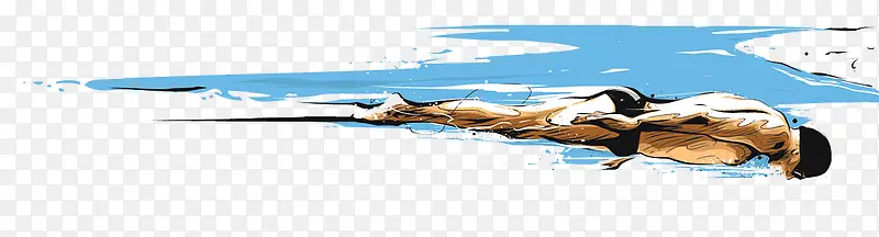 彩绘游泳运动员图案